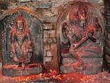 14 Kathmandu Valley Sankhu Two Statues Including Saraswati In Small Shrine Between The Vajrayogini And 2-Roofed Temples